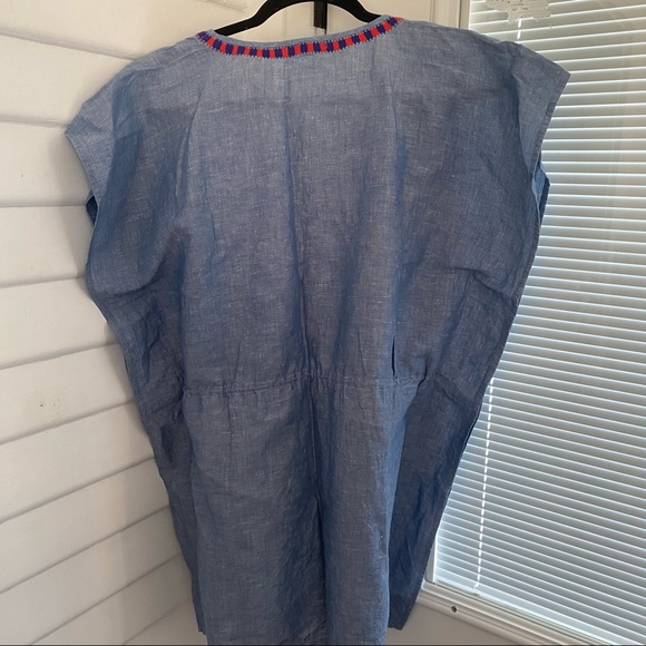 J.Crew Chambray Linen Cotton Blend Embroidered Beach Cover Up - Picture 9 of 11